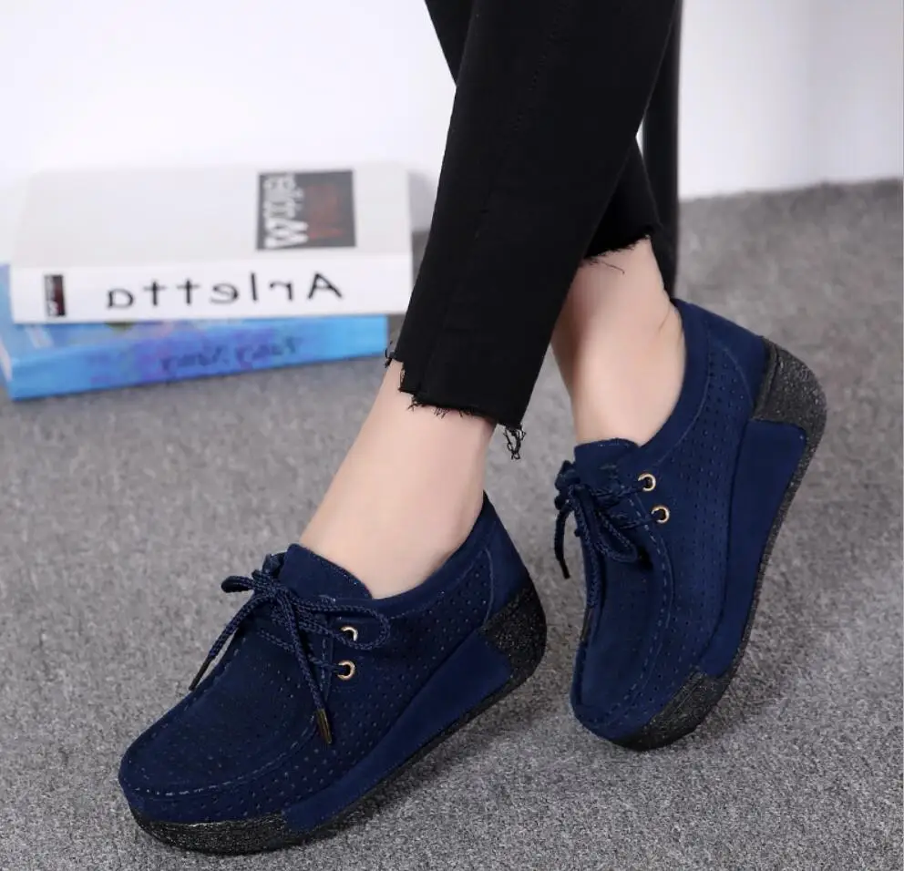 2020 женская обувь на плоской подошве Обувь платформе Замшевые женские мокасины