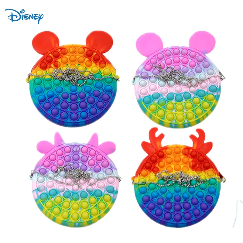 

Disney Mickey Mouse Macaron Bag Push Bubble Toys Squishy Stress Reliever Toys Anti-stress Rainbow Fidget Toy Christmas Gifts