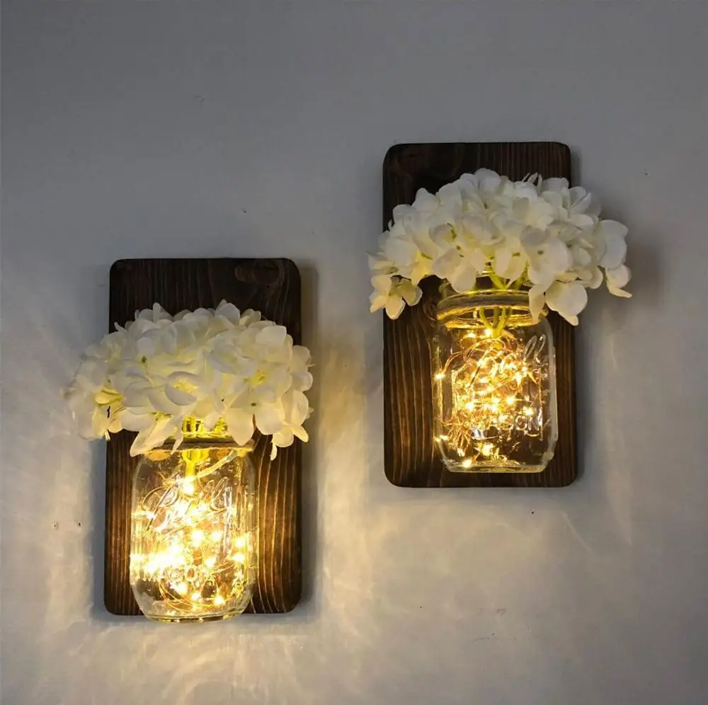 Набор из двух каменных кувшин настенные бра деревянные висячие с цветами и