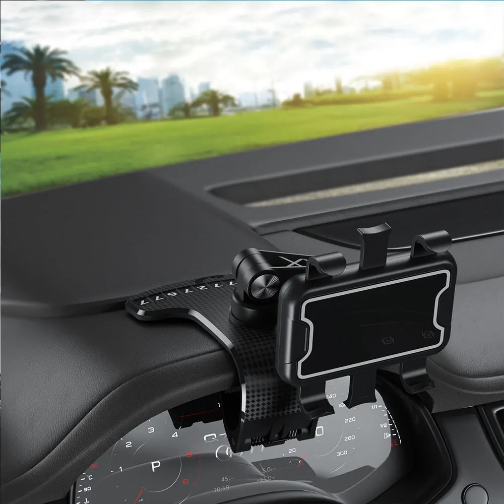 new design phone number hud car phone holder cellphone gps stand 360 degree mount adjustable clip phone holder car accessories free global shipping