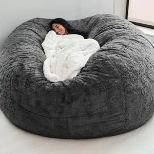 dropshipping giant fur bean bag cover big round soft fluffy faux fur beanbag lazy sofa bed cover living room furniture free global shipping