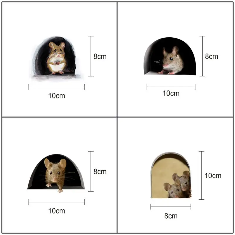 5 шт./компл. маленькие отверстия для мыши Наклейка на стену дверь буфет домашний