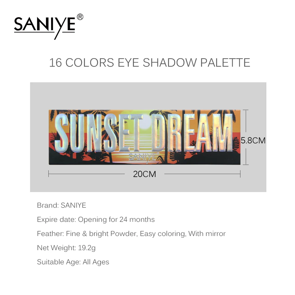 

SANIYE 16 Colors Eyeshadow Palette Shiny Matte Glitter Pigment Eye Shadow Pallete Metallic Diamond Makeup Palette Cosmetics