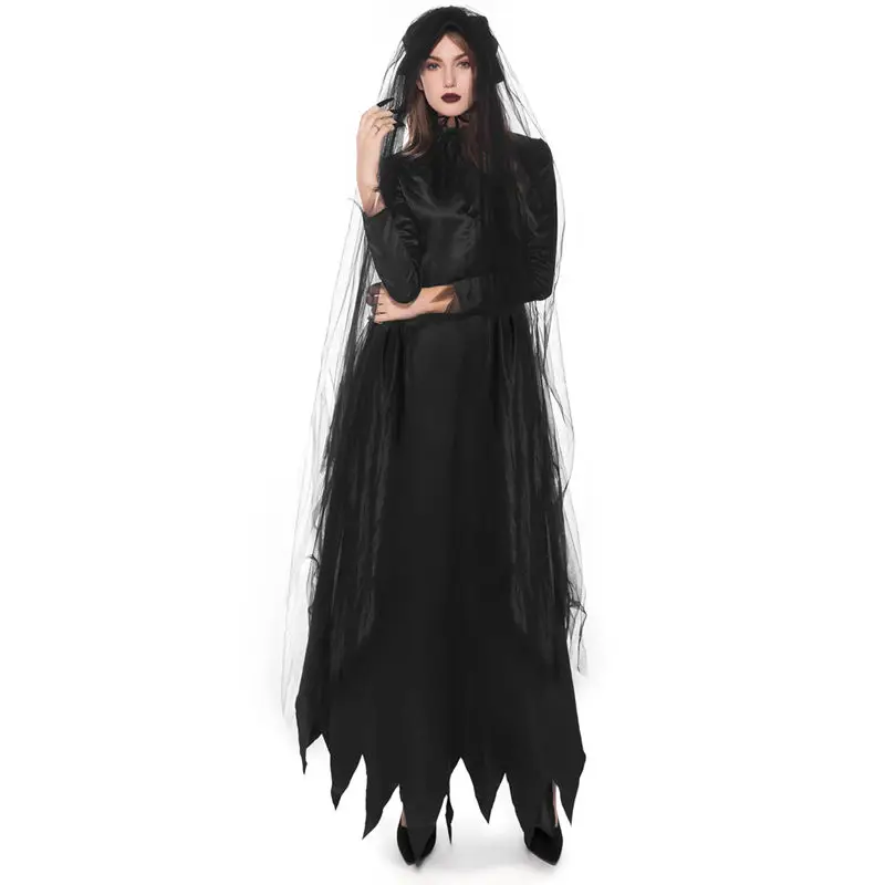 Women Halloween Grim Reaper Witch Demon Vampire Cosplay Costumes Uniforms Long Dress Black Skirt Prom Party Stage Outfits Cloak |