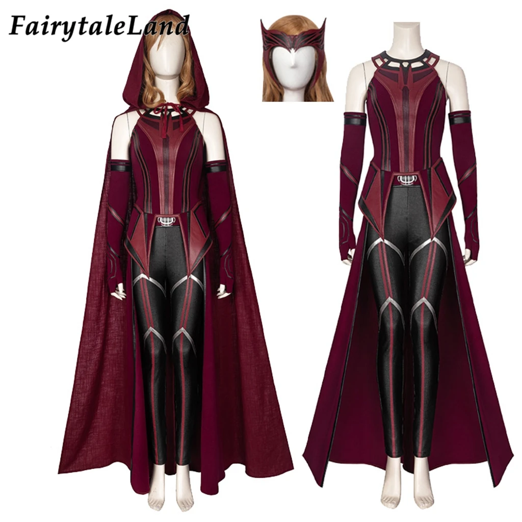 

Superheroine Halloween Scarlet Cosplay Witch Costume High Quality Vision Wanda Maximoff Battle Outfit