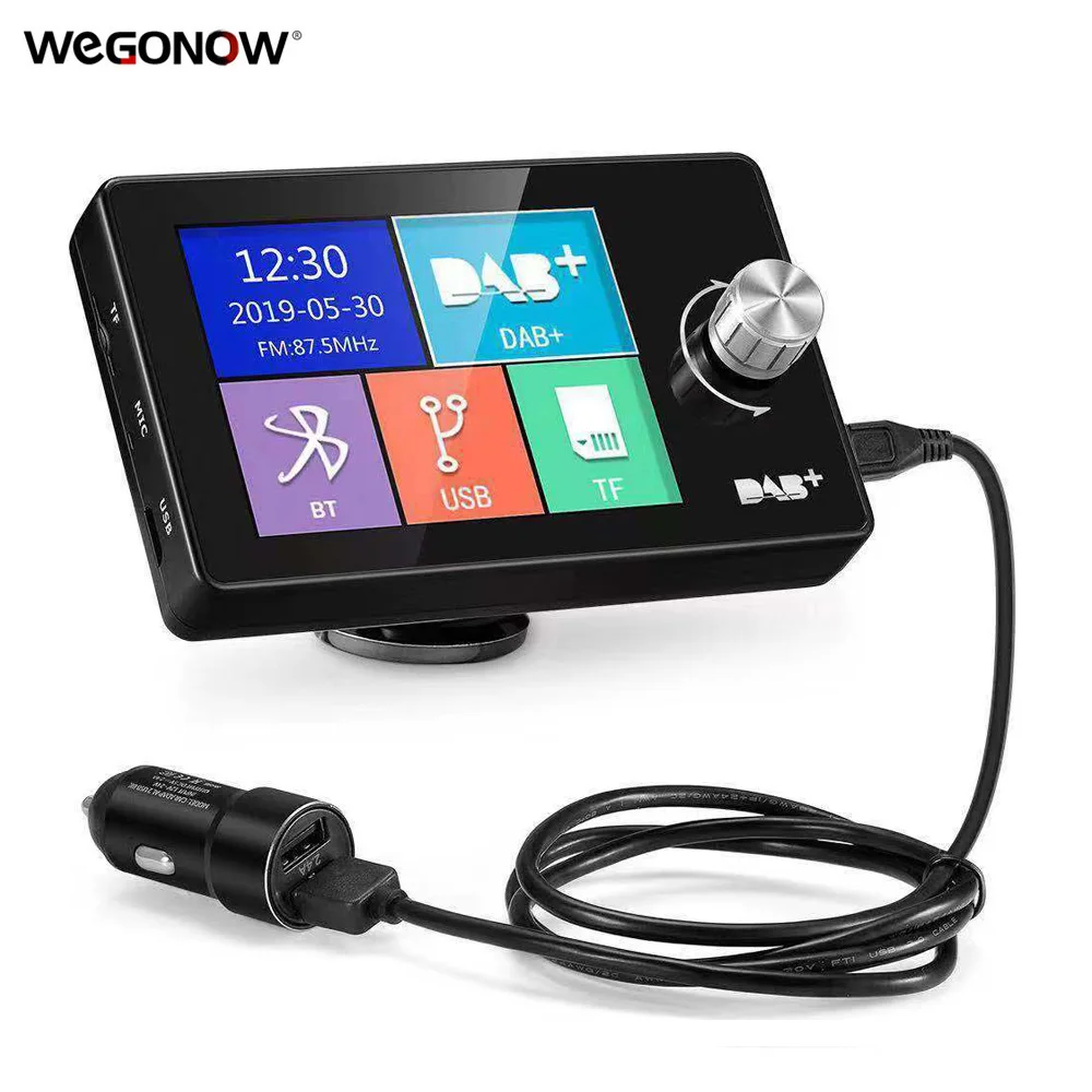 

2.8 inch car European DAB+ digital radio color screen receiver, Bluetooth hands-free FM forwarding aux output