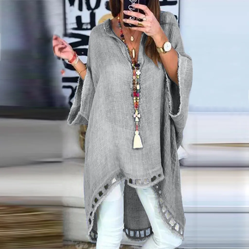 

FREE OSTRICH Womens Tops And Blouses Loose Long Sleeved Female V-Neck Batwing Sexy Sleeve Autumn And Winter Blouses Woman 2019