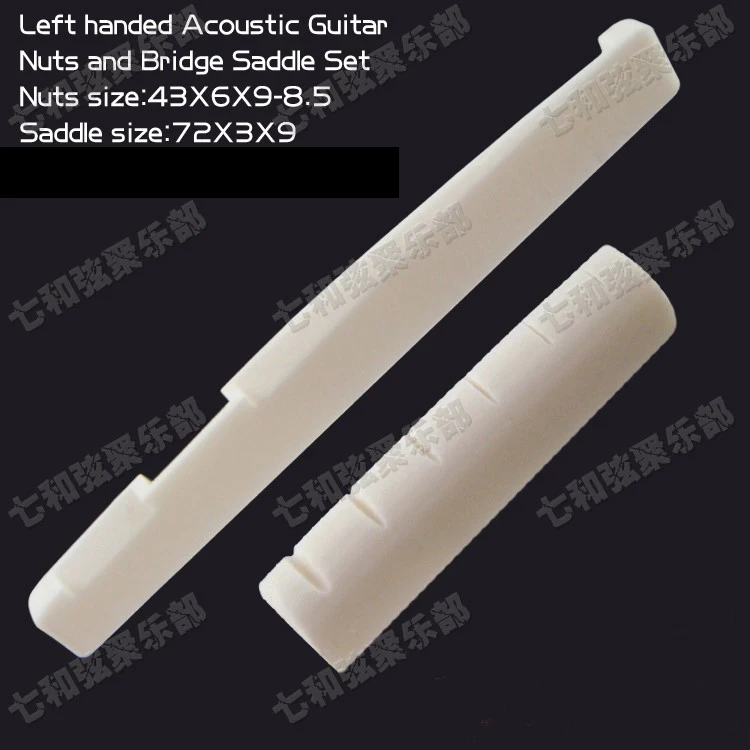 

1 Set Left handed Bone Acoustic Guitar Bridge Saddle+Nut,Backhand Folk Guitar Bridge Saddle Nut Set 43x6x9/72*3*9mm