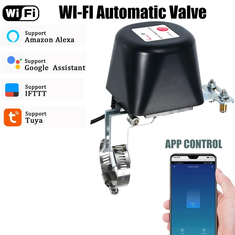 

Wofea Tuya Wifi Smart Valve Controller For Water Gas Pipeline Auto Shut ON Off Compatible With Alexa Google Assistant SmartLife