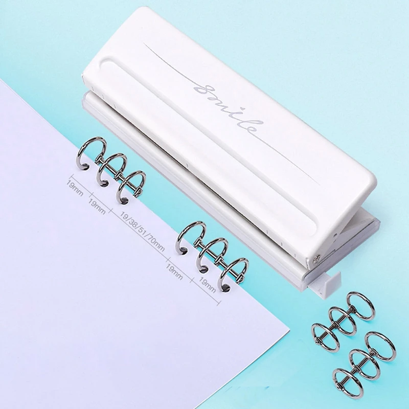 

Adjustable 6-Hole Desktop Punch Puncher with 6 Sheet Capacity Organizer Six Ring Binder for A4 A5 A6 B7 Dairy Planner