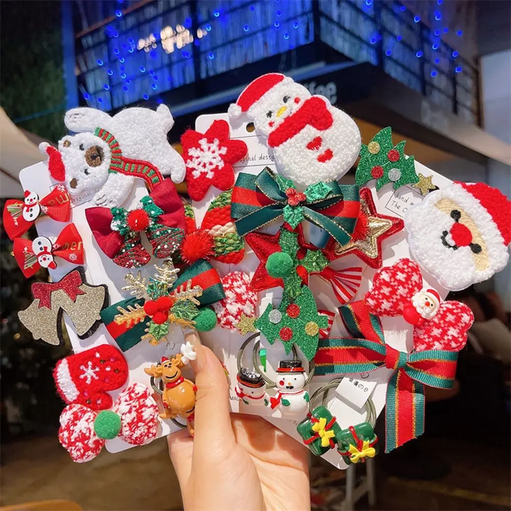 

Christmas Series Children's Hairpins Set Girl Antlers Elk Cute Kids Hair Clips Rubber Band Hair Accessories Headdress Xmas Gifts