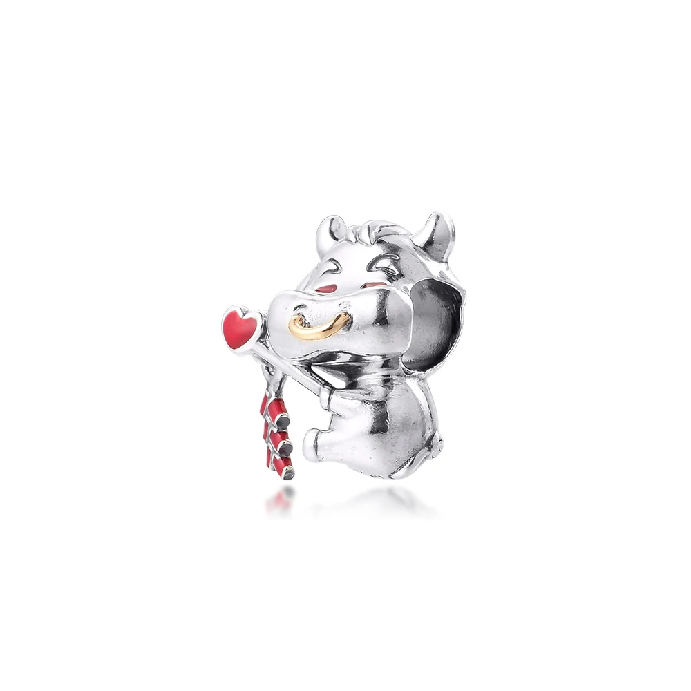 

Woman DIY Charms China Spring Cute Ox Charm terling Silver Jewelry Fits Original Snake Chain Bracelets 2021 Valentine's
