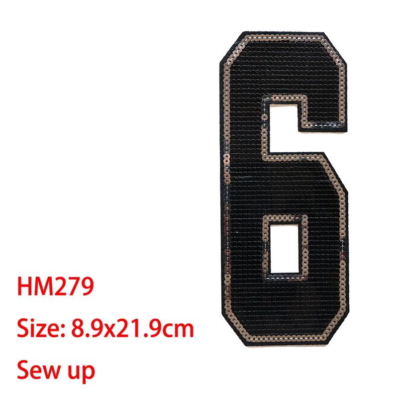 

Cartoon Decorative Patch Black Number 6 Sequins icon Embroidered Applique Patches For DIY Iron on Badges Stickers on the clothes