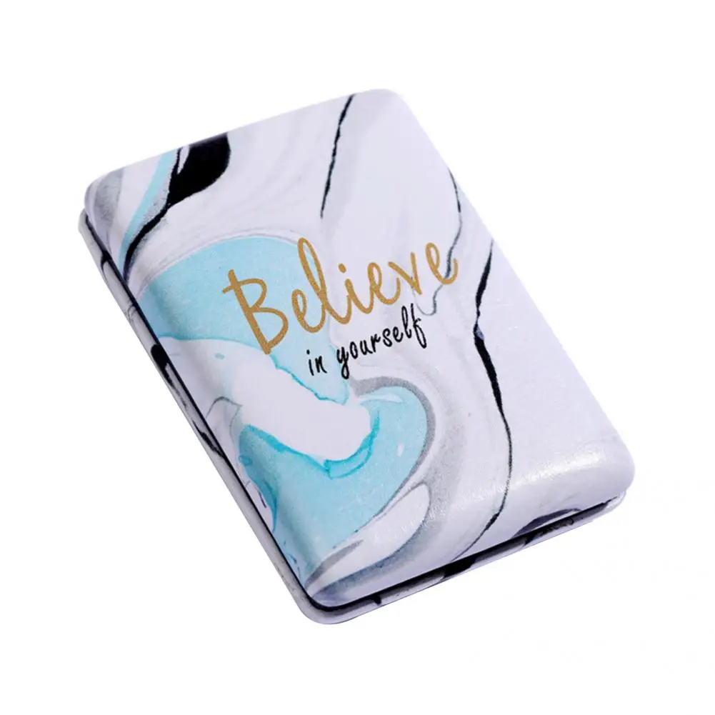 for Travel Mirror Faux Leather Folding Clear Metal Glass Makeup for Travel
