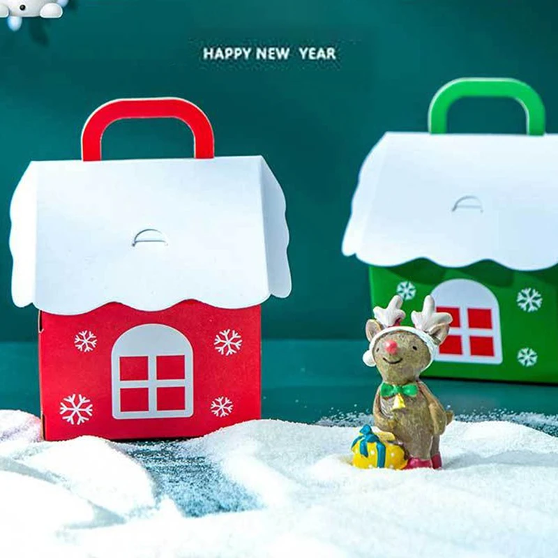 

10pcs Christmas Candy Box Bags Santa Claus Gift Box DIY Cookie Packaging Bag #1
