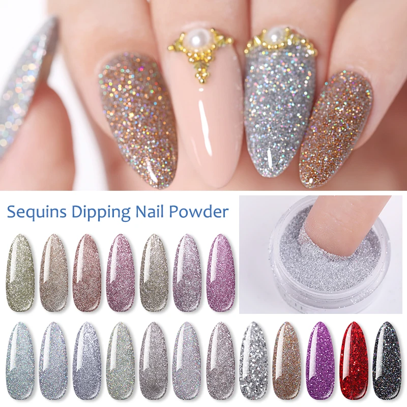 LILYCUTE платины погружения ногтей Порошковые блестки градиент французский поднос