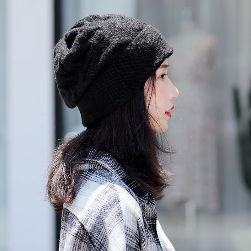 

2020 New Women Winter Crochet Hat Wool Knit Beanie Warm Caps Simple Fashion Knitted Wool Hat