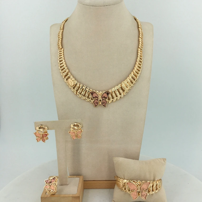 Бразильский простой стиль Дубай итальянское позолоченное ожерелье серьги