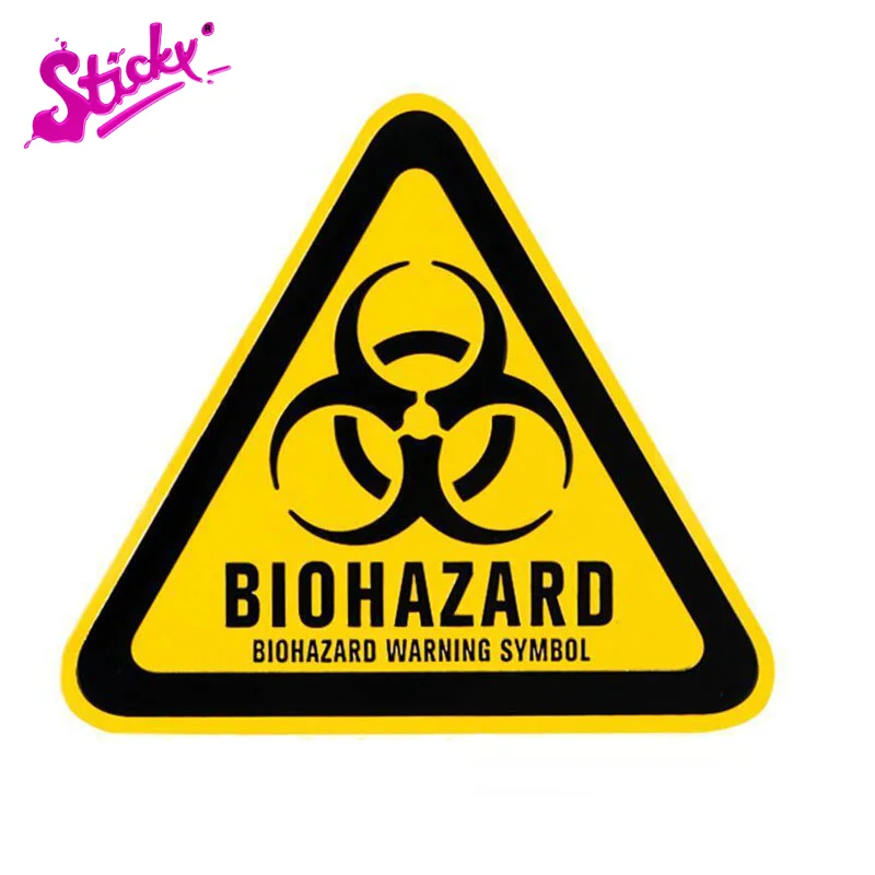 

STICKY Cartoon Triangle Aluminum BIOHAZARD WARNING SYMBOL Car Sticker Waterproof Sunscreen Vinyl Sticker
