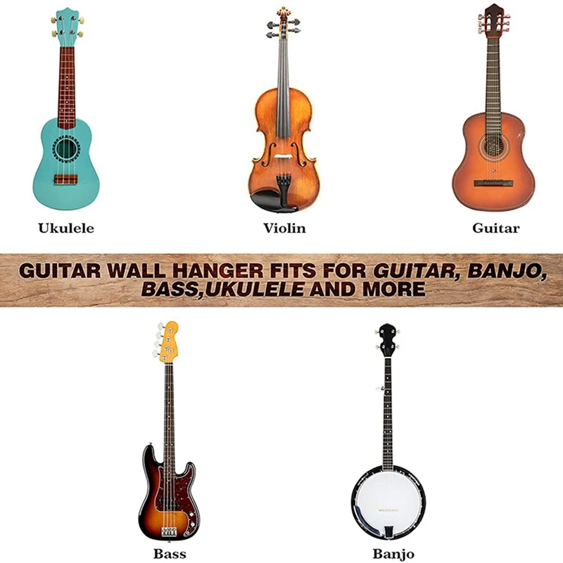 2 Pack Guitar Wall Mount Hanger With Screws Stainless Steel Stand Hook For Acoustic Electric | Спорт и развлечения