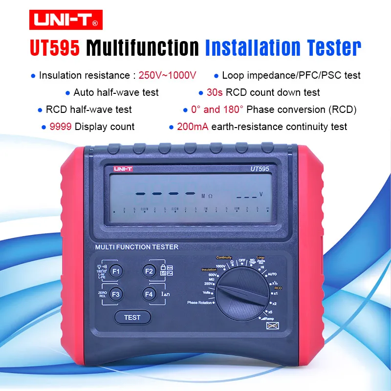 UNI-T UT595 цифровой УЗО тестер многофункциональные тестеры контура заземления линии петли сопротивление тестер Сопротивление изоляции метр