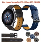 Ремешок для смарт-часов Amazfit GTR 2, кожаный браслет для Xiaomi Huami Amazfit GTR 42 47 мм GTR2 GTS2 Bip US, 20 22 мм