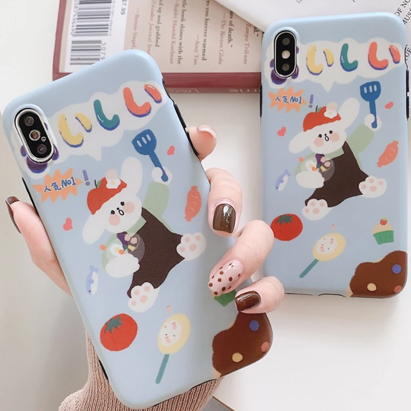 Милый чехол для телефона с мультяшным кроликом iPhone 6 6s 7 8 Plus X Xs XR Max мягкий из ТПУ |