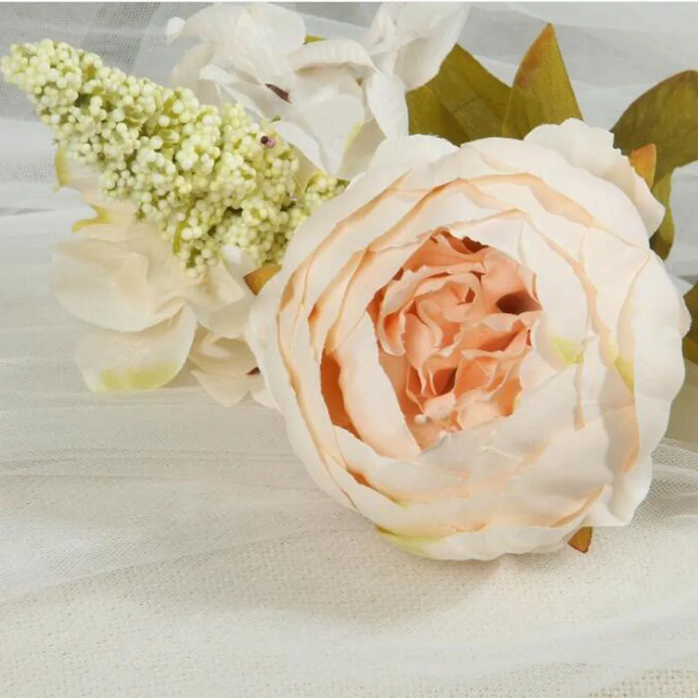 1 букет европейских искусственных пионов декоративные Вечерние шелковые