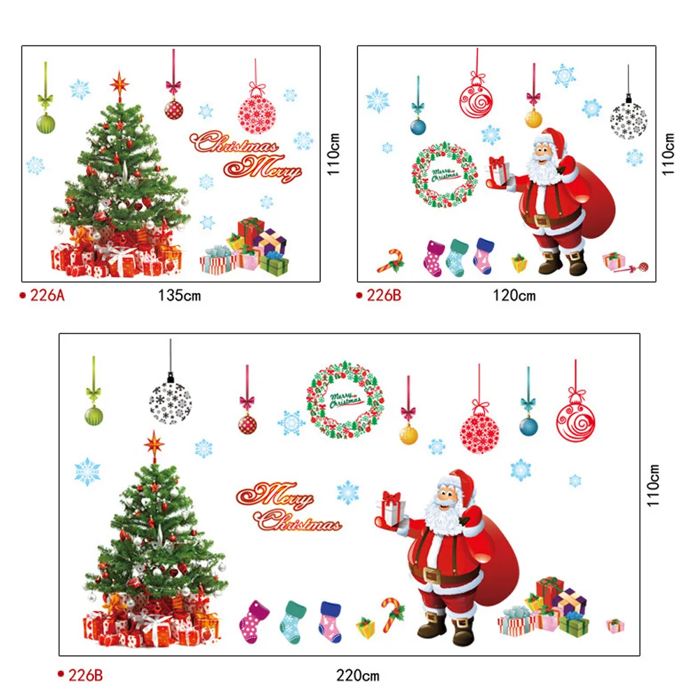 

Merry Christmas Wall Stickers Decoration Santa Gifts Window Wall Shop Decor