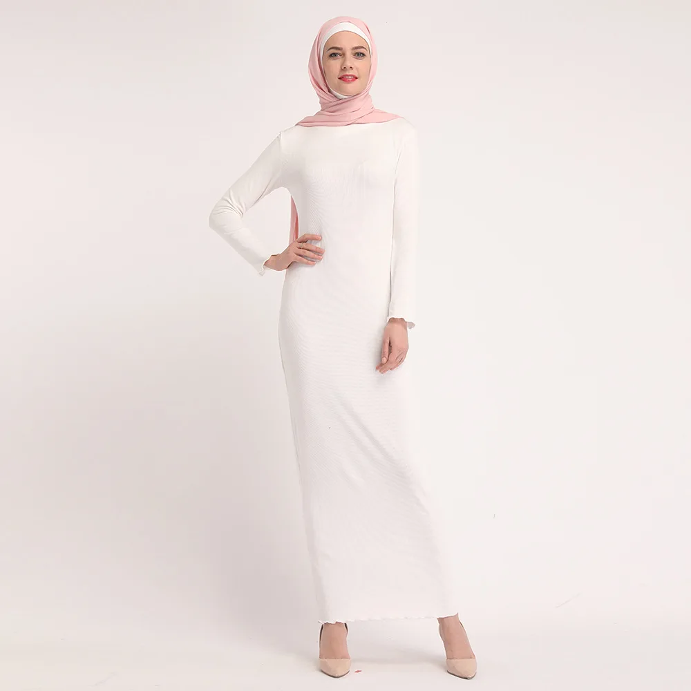 

Muslim Bottoming Dress Bodycon Kaftan Dubai Abaya Turkey Femme Arabic Pakistani African Dresses Abayas For Women Robe Islam