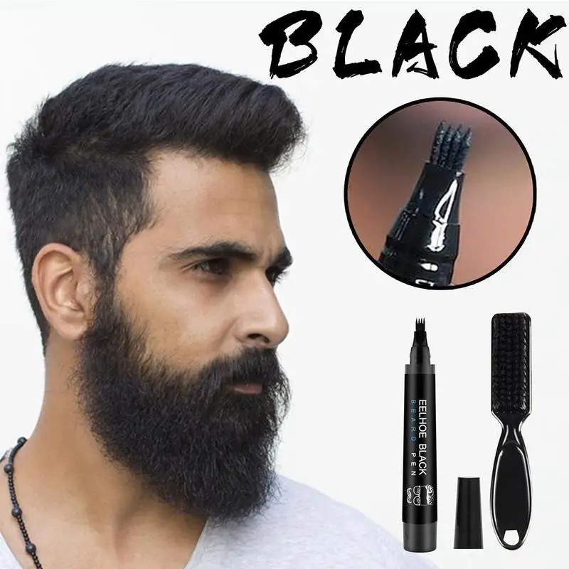 Waterproof Beard Filling Pen Kit Boxed Black Pencil Mustache Enhancer Brush Draw Outline B0M5 | Красота и здоровье
