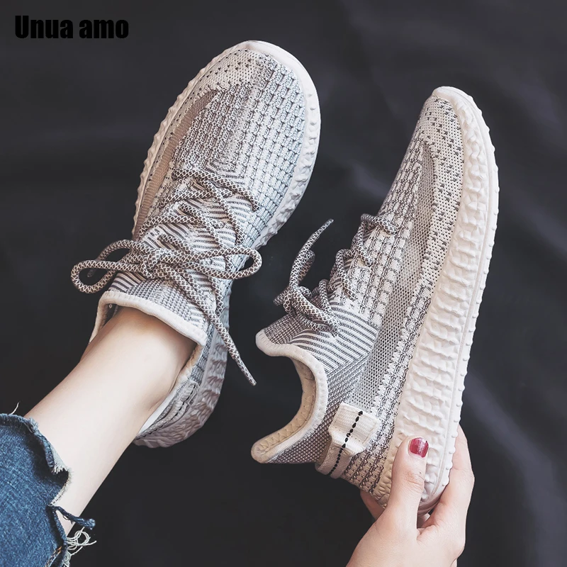 Unua amo/весенние женские кроссовки Повседневная модная дышащая тканая обувь на