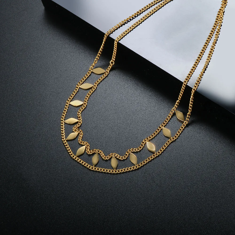 

ZMFashion Punk Ultra-short Clavicle Necklace For Women Men Stainless Steel Heavy Industry Sequin Pop Layered Chains Jewelry