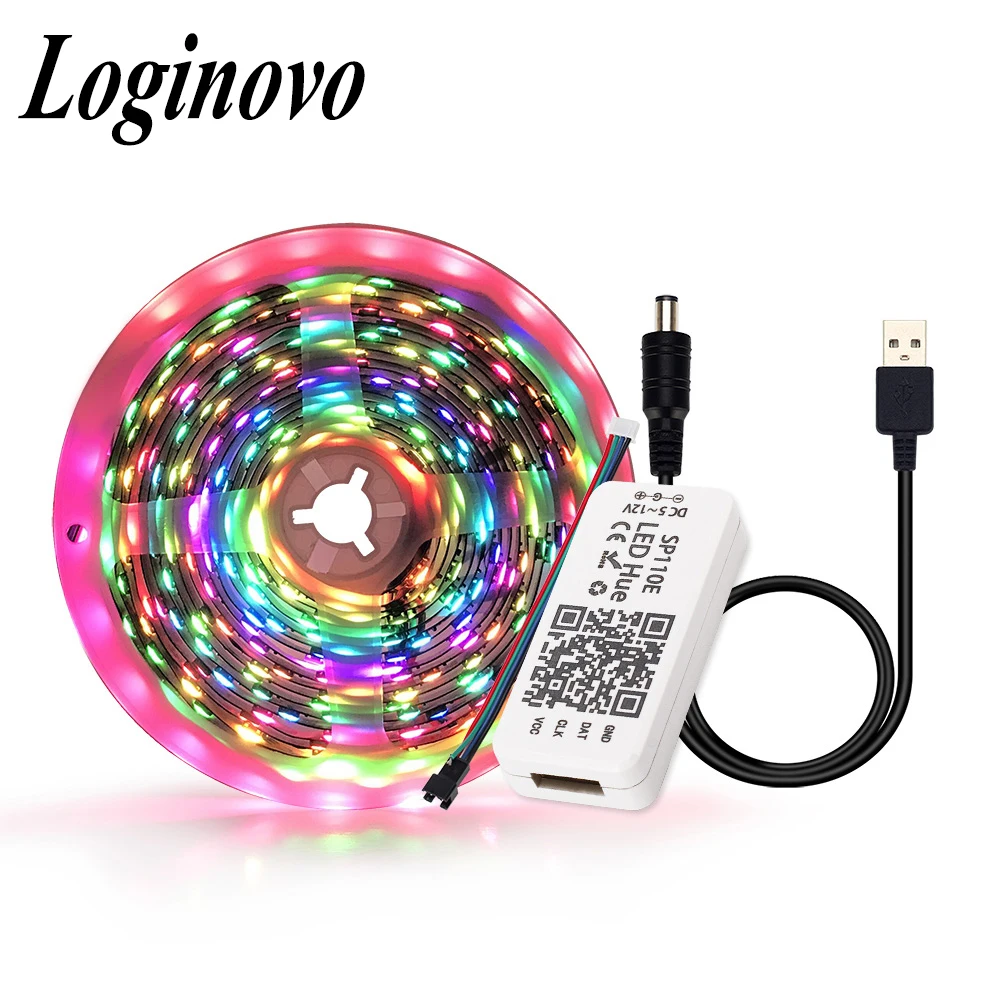 Светодиодный 1 комплект 60 светодиодов/м 5050 DC5V ws2812 USB RGB цветная лента мечты + SP110E