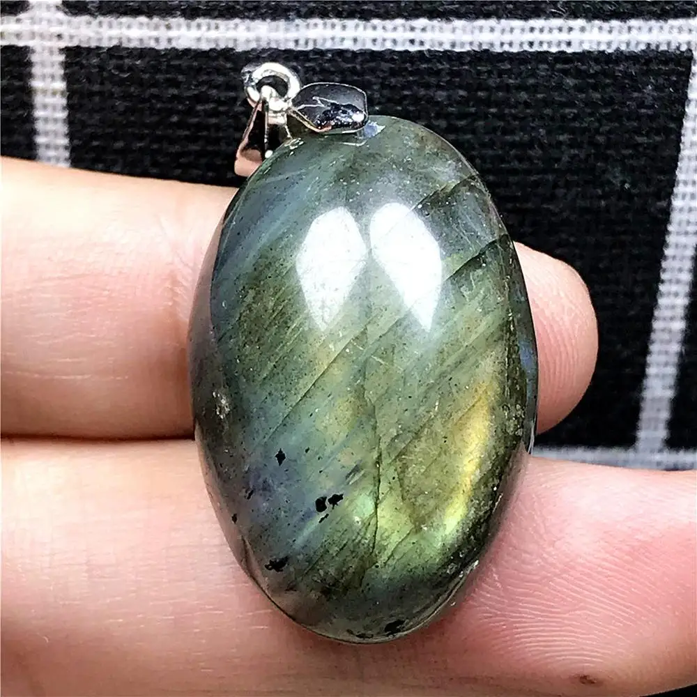 

Top Natural Yellow Light Labradorite Pendant Jewelry For Women Lady Man Crystal 29x19x11mm Beads Egg Shape Moonstone Stone AAAAA