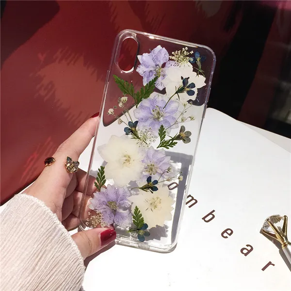 8 Qianliyao настоящие сушеные чехлы с цветочным принтом для IPhone X XS Max XR 6 6S 7 8 Plus 11 Pro Max чехол ручной работы мягкий свежий цветок чехол для телефона - Цвет: 8