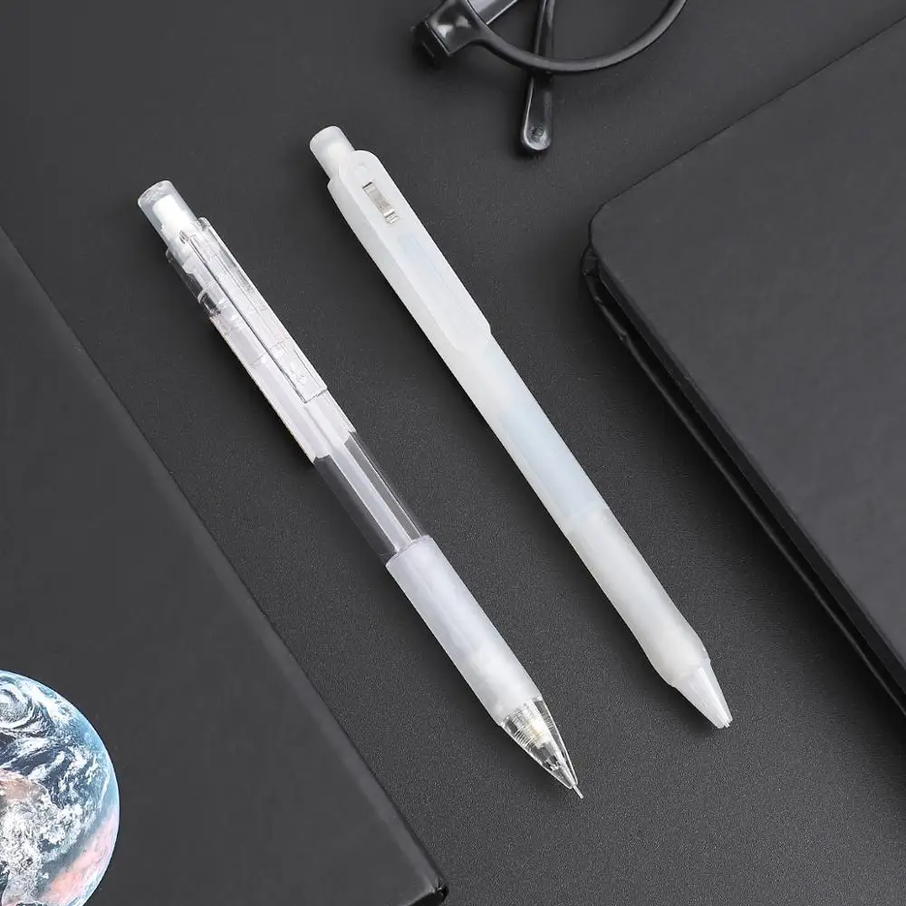 1 шт., японский механический карандаш MUJI, прозрачный белый пресс-зажим, 0,5 мм, карандаши, офисные принадлежности, школьные канцелярские принадлежности, poloden