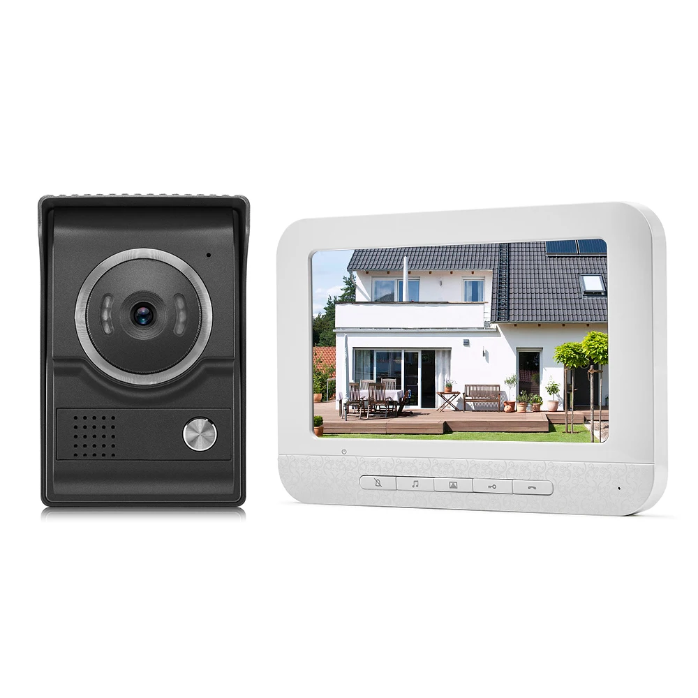 7 дюймов видео дверной звонок Домофон комплект TFT-LCD Цвет Экран 1 внутренний