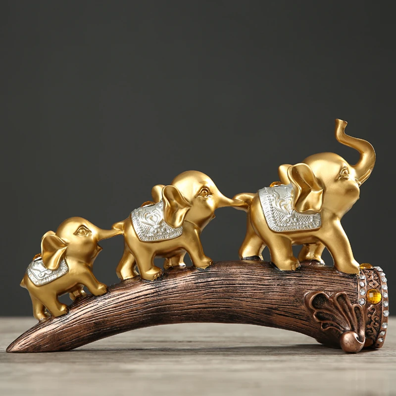Золотой синий 3 Слон скульптура украшение креативное домашнее ремесло