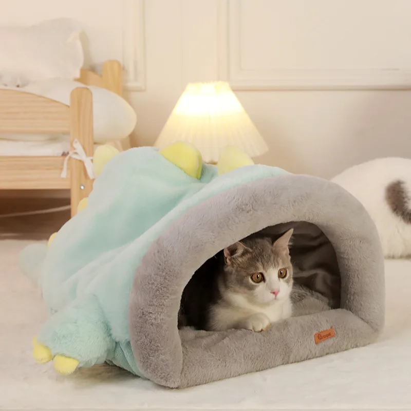 

New Soft Pet Cat Litter Winter Warm Semi-enclosed Thick And Comfortable Cat Bed