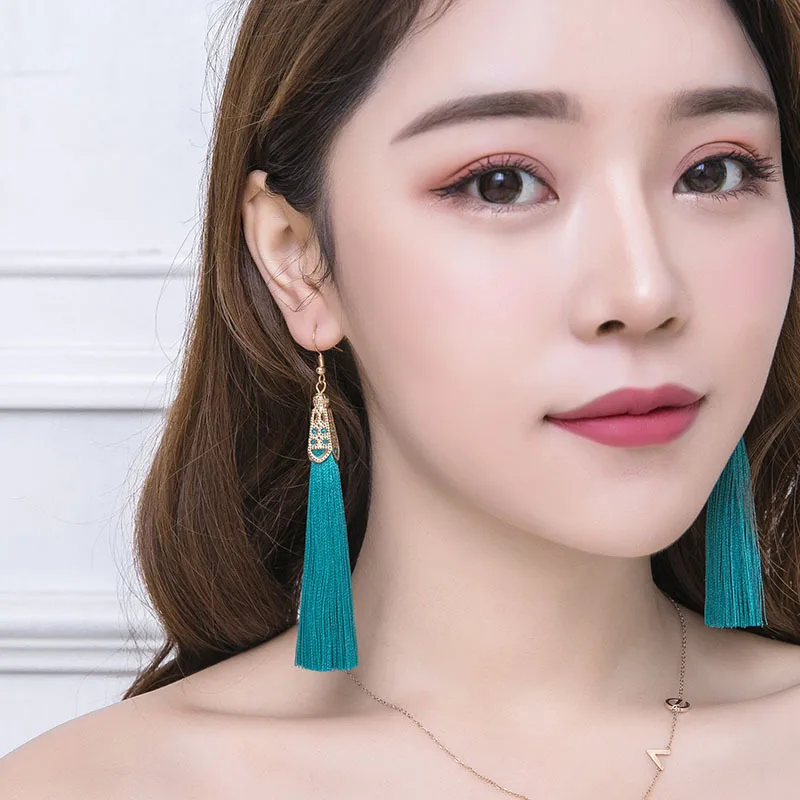2019 Новые висячие серьги богемные с кисточками длинные подвеска национальные