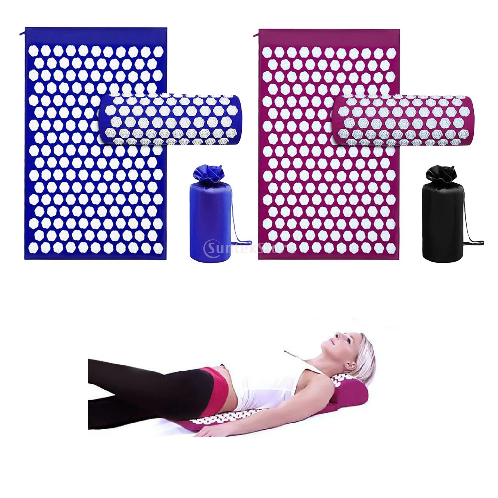 Терапевтический коврик для акупрессуры и набор подушек снятия боли в спине шее