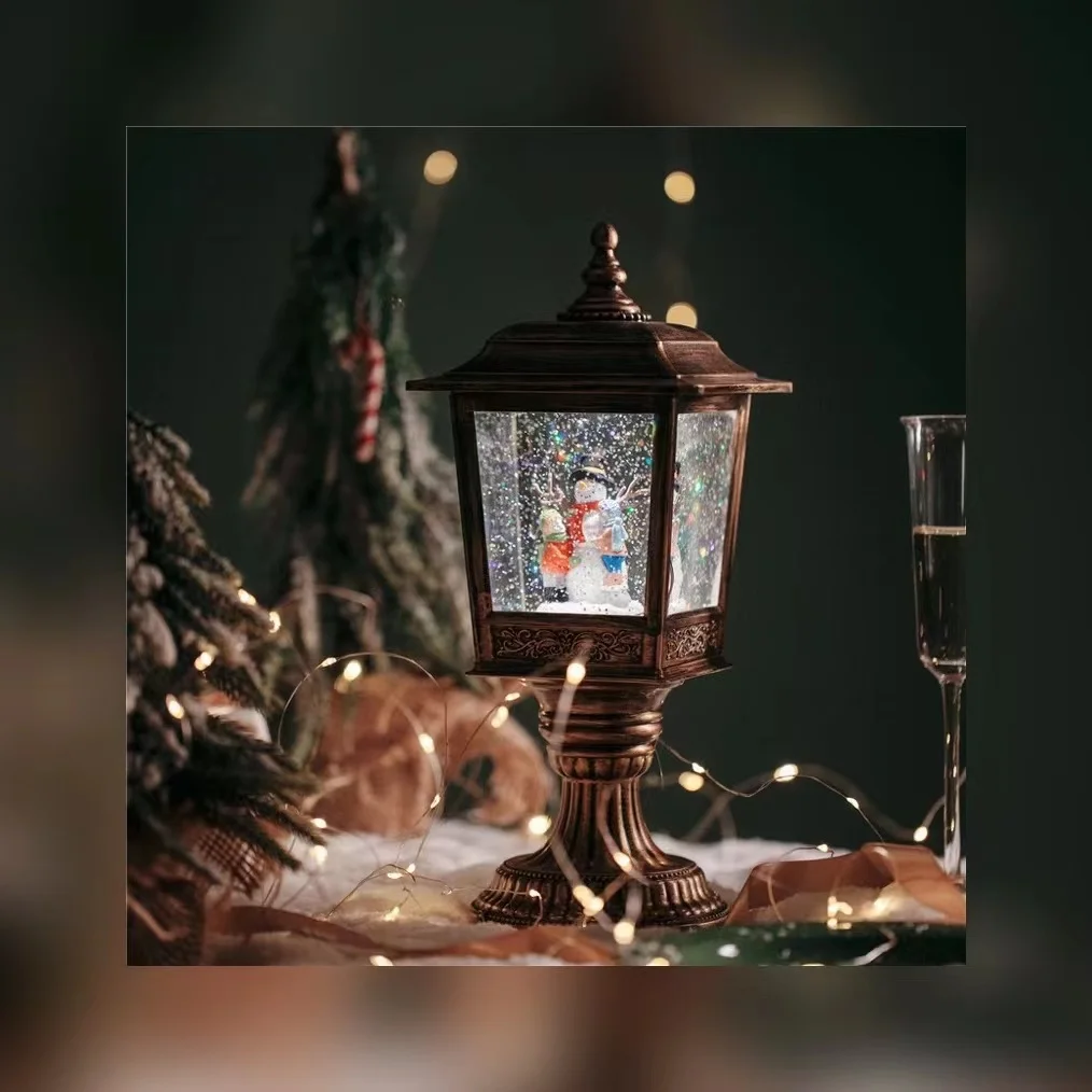 Рождественские новые украшения форма уличной лампы снег поставляется с музыкой