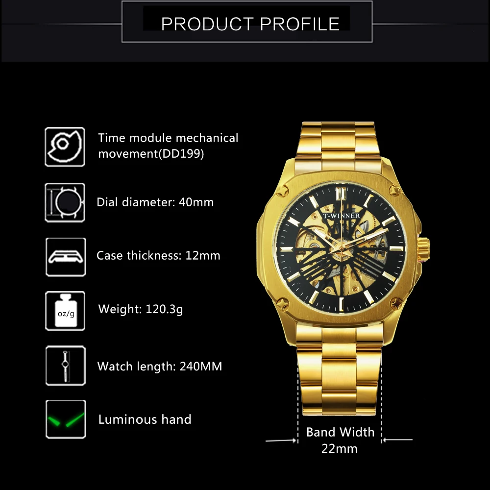 Часы наручные WINNER Мужские механические Автоматические брендовые Роскошные