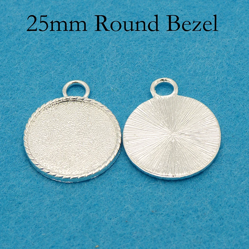 50 - 25mm Round Pendant Setting Rope Trim Bezel Blank Tray Cabochon Resin Frame | Украшения и аксессуары
