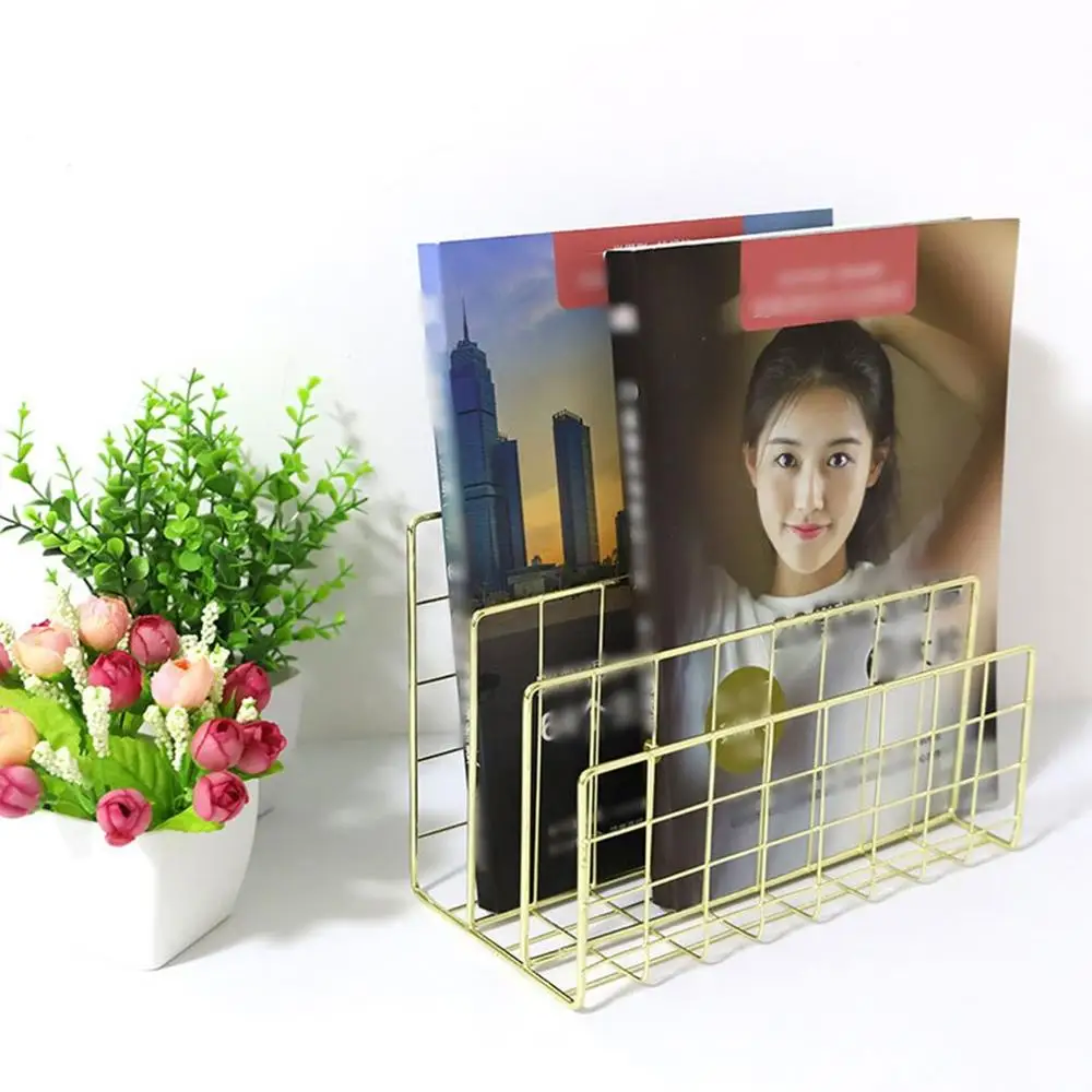 Железная металлическая книжная полка с тремя решетками креативная Подставка для