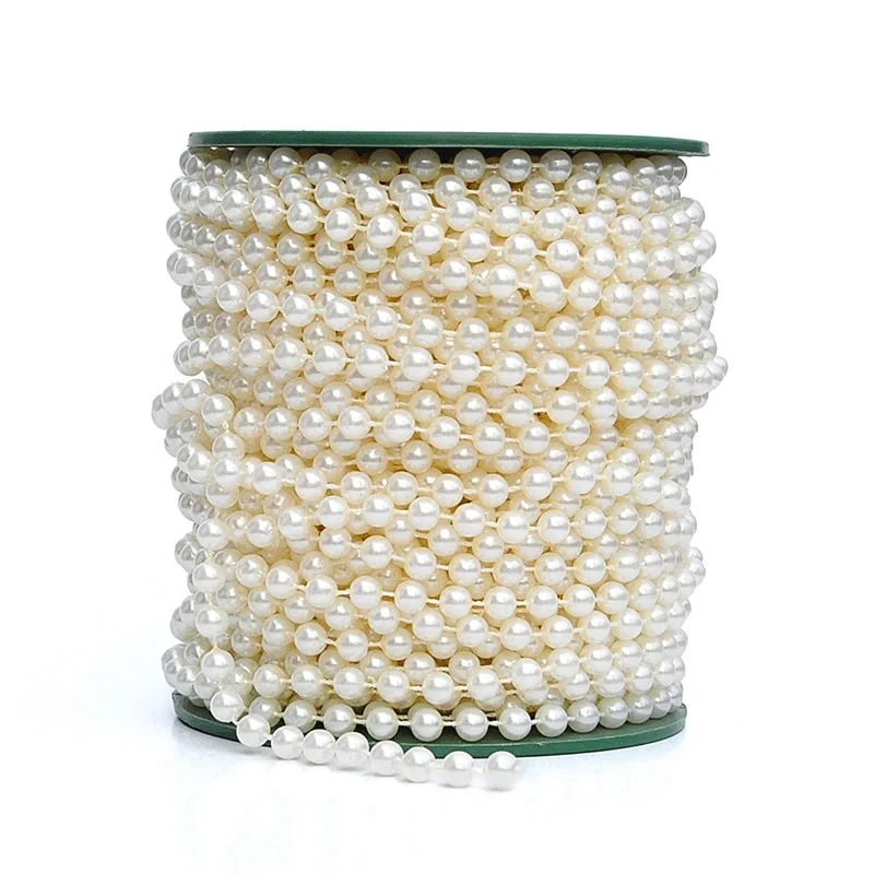 Цепочка Из Искусственного Жемчуга Белый/цвет слоновой кости 6 мм 25 м в рулоне