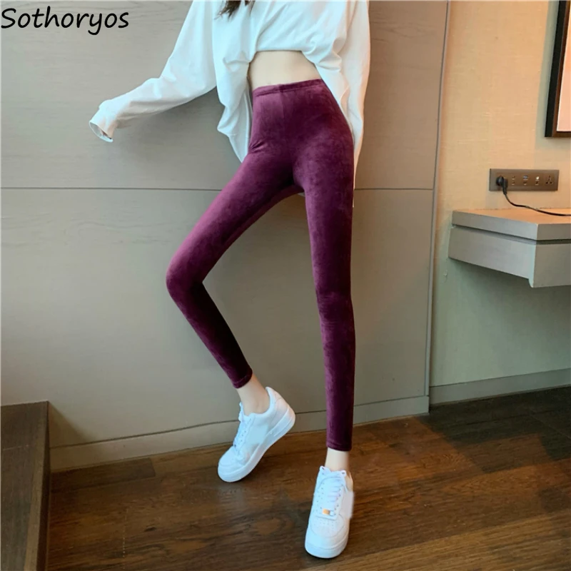 

Thermal Underwear Bottoms Women Plus Velvet Thicker High-rise Elastic Waist Winter Warm Abdomen Solid Korean Style Fashion Retro