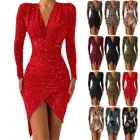 Сексуальное женское платье с глубоким V-образным вырезом, женское элегантное тонкое облегающее платье для женщин, однотонное офисное женское платье 2022