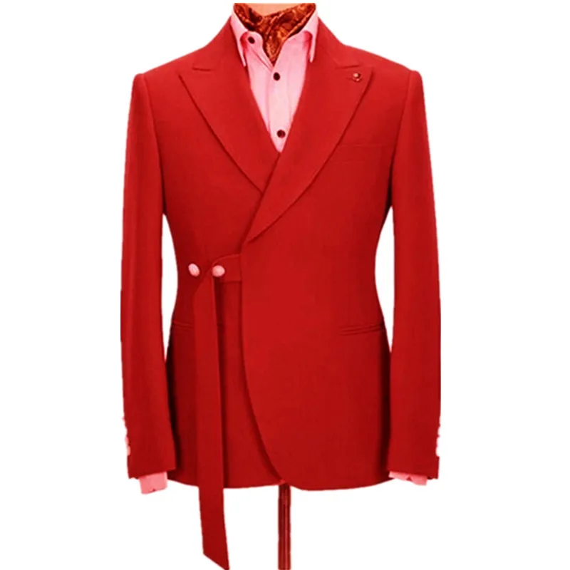 Handsome Two Buttons Groomsmen Peak Lapel Groom Tuxedos Wedding Dress Men Suits Blazer Prom Dinner (Jacket+Pants+Tie) K512